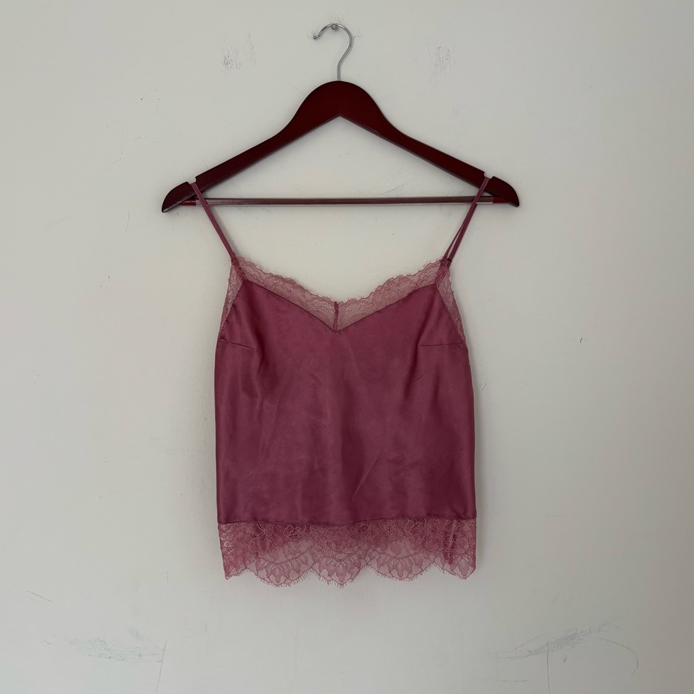 Victoria's Secret silk lace trim pajama top - XS